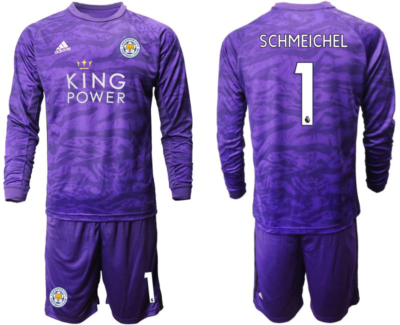 Men 2019-2020 club Leicester City purple long sleeved Goalkeeper #1 Soccer Jersey->->Soccer Club Jersey